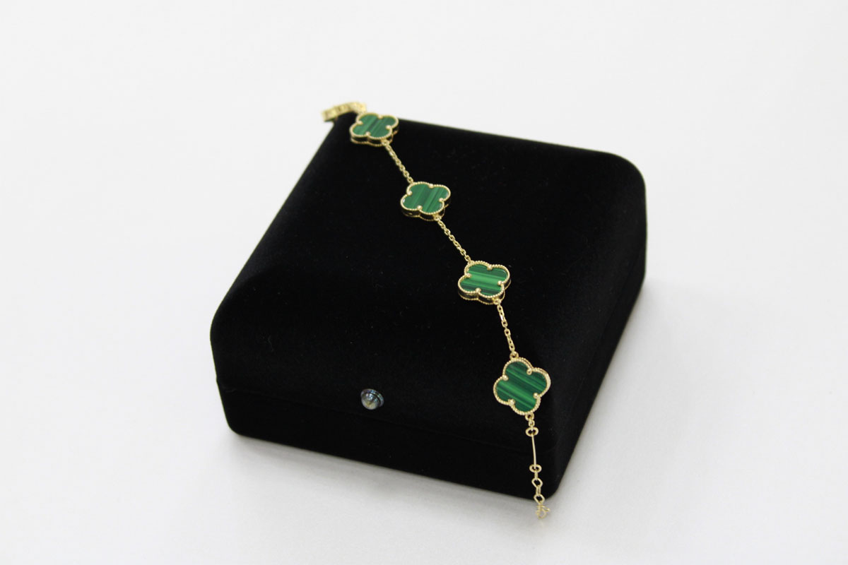 Дамска гривна „Clover Gold Green“ 14К