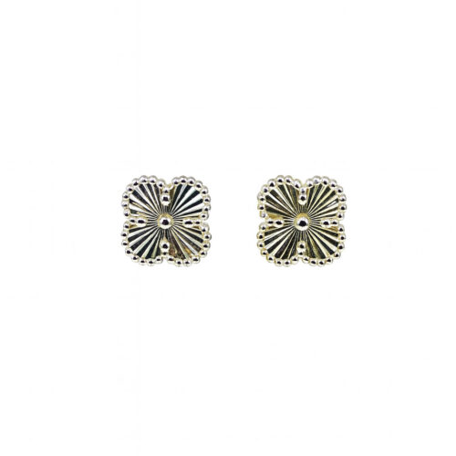 Дамски златни Обеците „White Clover Shine“-14К