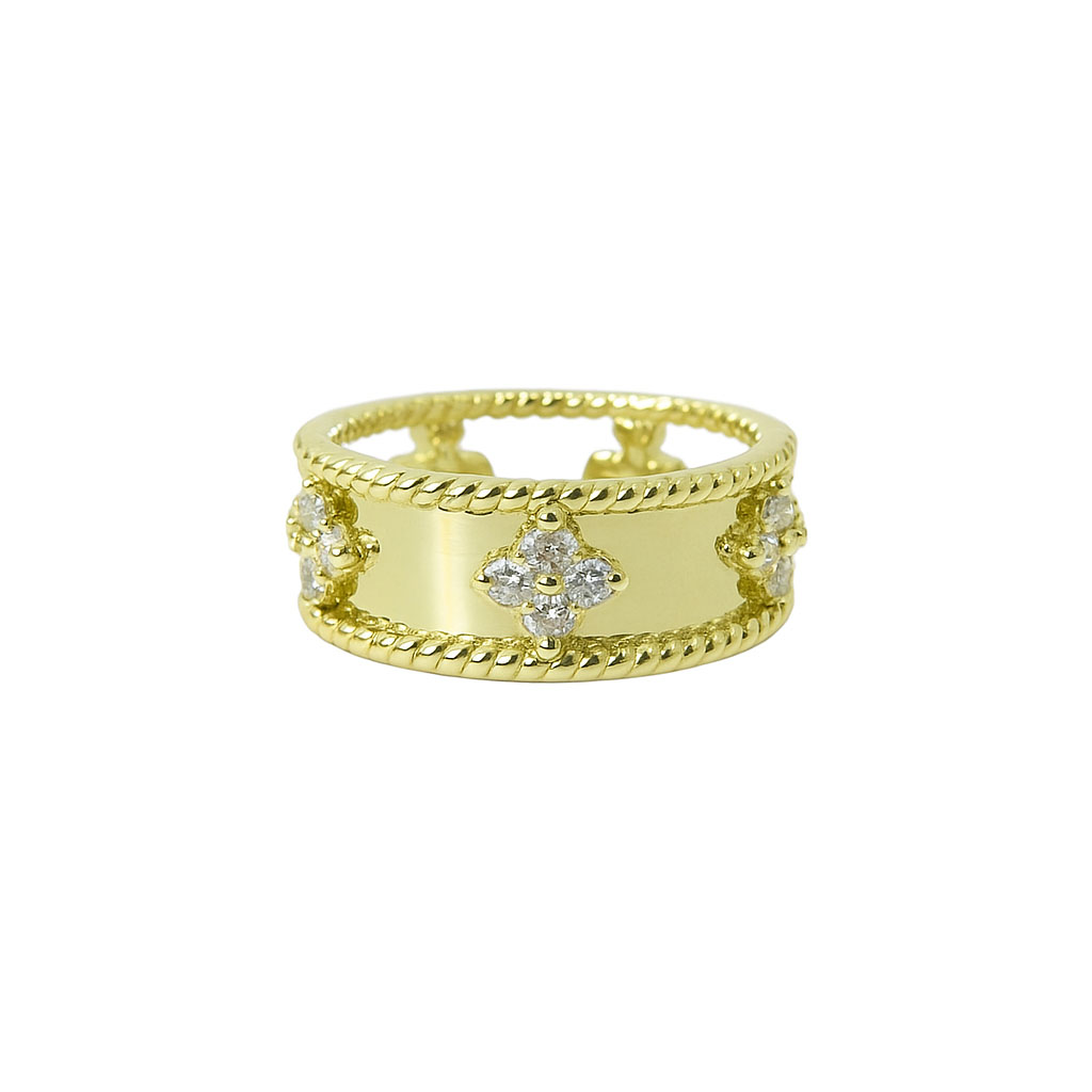 Пръстен „Royal Rope“ – 14K Жълто Злато с Циркони