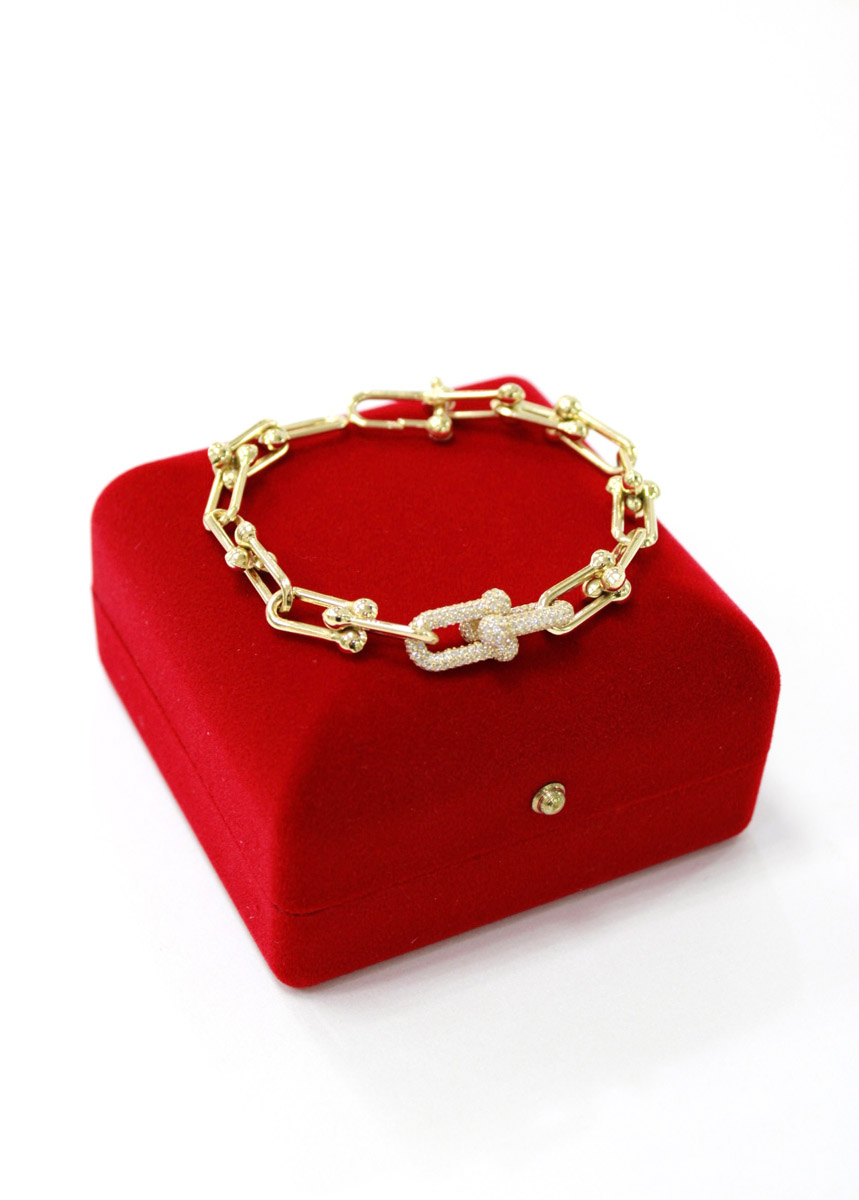 Златна дамска гривна „Modern Links“ – 14K злато - Image 3